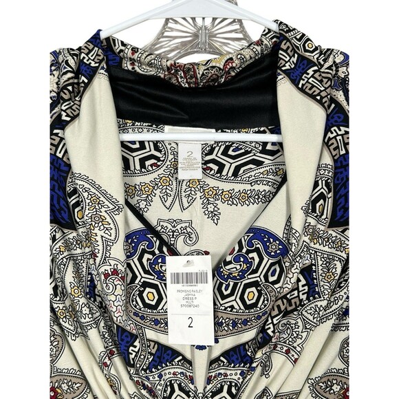 Chico's Womens Maxi Dress Size 2 Large Paisley Beach Vacation Stretch Slit Nwt - Picture 5 of 12
